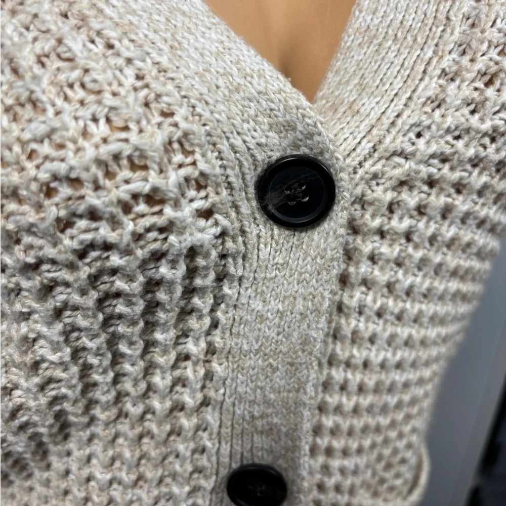 American Eagle Cream knit Cardigan Sweater v neck Cabin boho button up Small - Picture 5 of 8